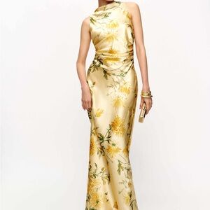 Reformation Anaiis Silk Dress in Honeyglow
